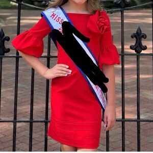 Milly Minis Red Dress with Floral Detail